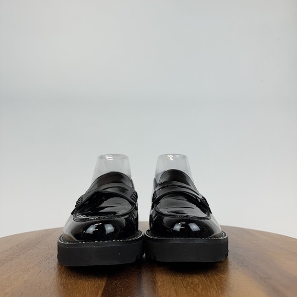 New Womens Paul Green Reen Black Patent Leather Rhinestone‎ Penny Loafers Size 9 - Picture 3 of 9